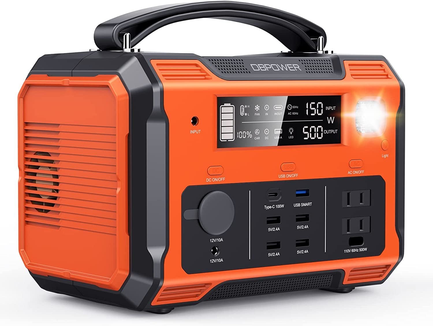 DBPOWER Portable Power Station 505Wh 500W (Peak 1000W) Outdoor Generator Mobile Lithium Battery Pack with 110V AC Outlet (Solar Panel Not Included) SO DBPOWER Portable Power Station 505Wh 500W (Peak 1000W) Outdoor Generator Mobile Lithium Battery Pack with 110V AC Outlet (Solar Panel Not Included) SO